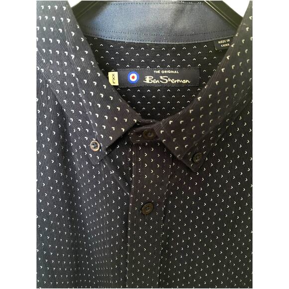 Ben Sherman Navy long sleeve printed corduroy button down collar shirt XXL - Picture 3 of 5